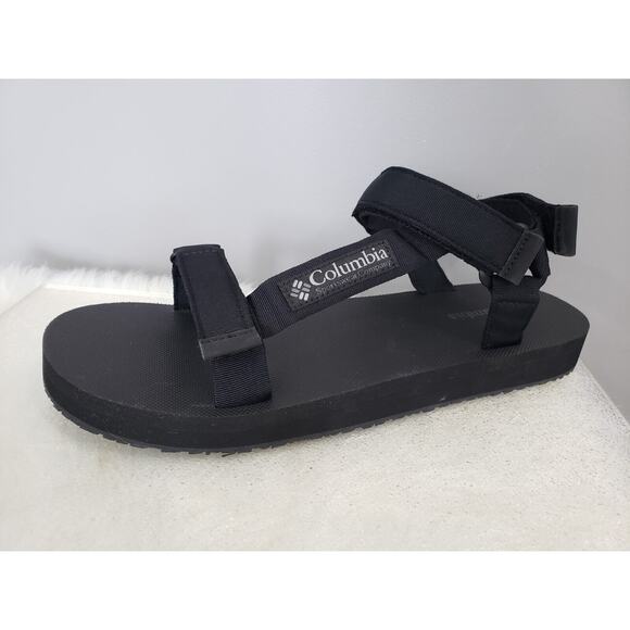 NEW Columbia Size 13 Breaksider Hiking Walking Ankle Strap SOLID‎ BLACK Sandal main image 2